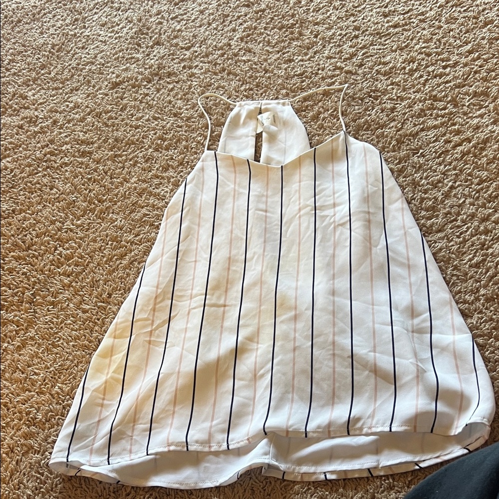 Express White and Black Striped Blouse